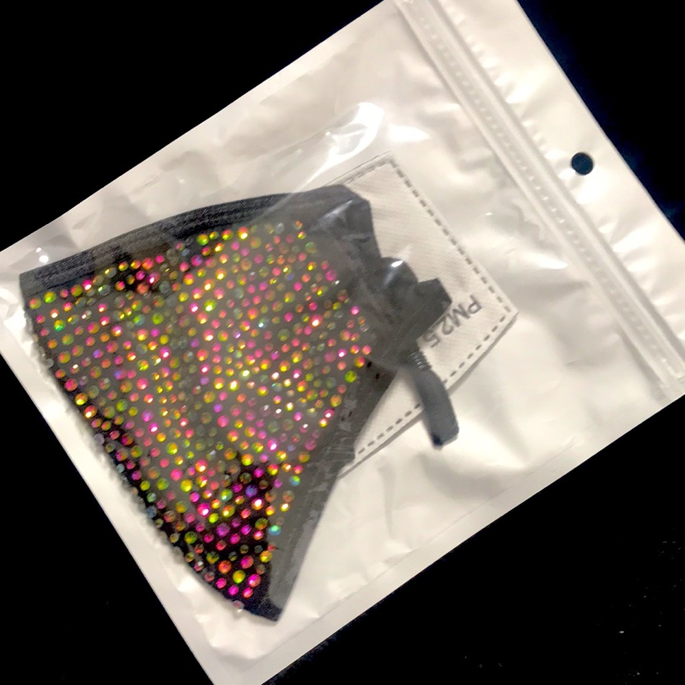 Rainbow crystal face mask with filter